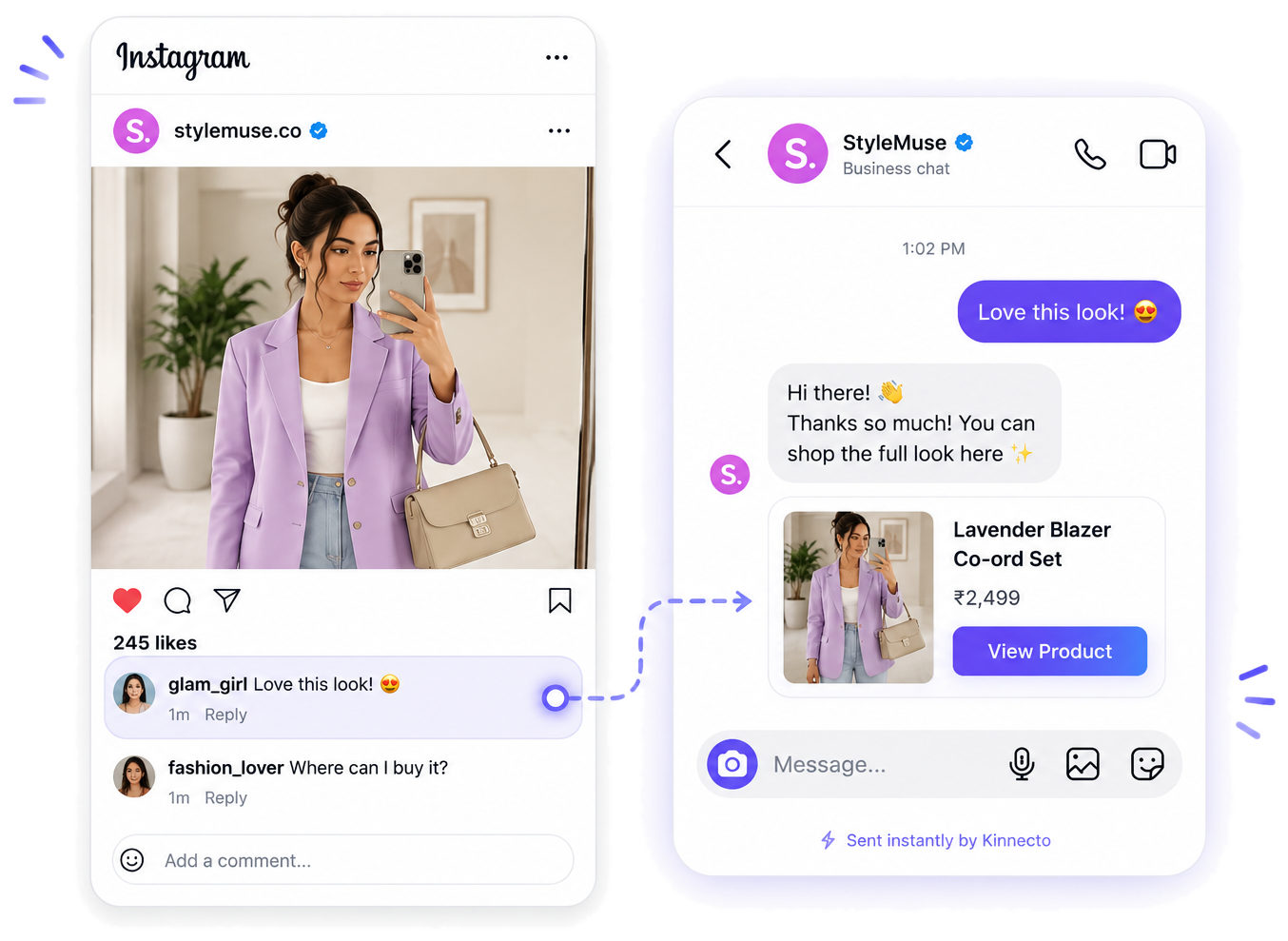 Kinnecto Instagram DM automation showcase